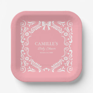 Roze Mexicaanse Fiesta Baby shower Papieren Bordje