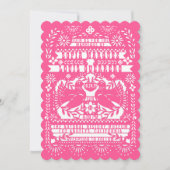 Roze Mexicaanse staart Doves Papel Picado Weddensc Kaart (Voorkant)