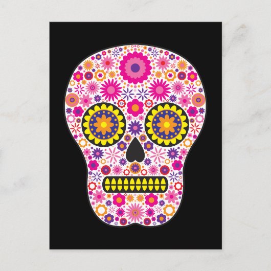 Roze Mexicaanse suikerschedel Briefkaart (Voorkant)