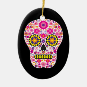 Roze Mexicaanse suikerschedel Keramisch Ornament