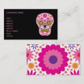 Roze Mexicaanse suikerschedel Visitekaartje (Voorkant / Achterkant)