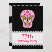 Roze Mexicaanse sull Birthday Kaart (Voorkant / Achterkant)