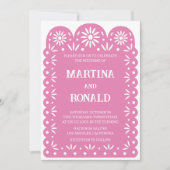 Roze Mexicaanse uitnodiging voor papel picado brui (Voorkant)