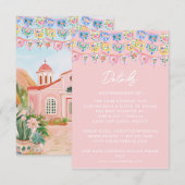 Roze Mexico Bestemming  RSVP Kaartje (Voorkant / Achterkant)