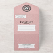 Roze Mexico Passport bruiloft All In One Uitnodiging (Buitenkant)