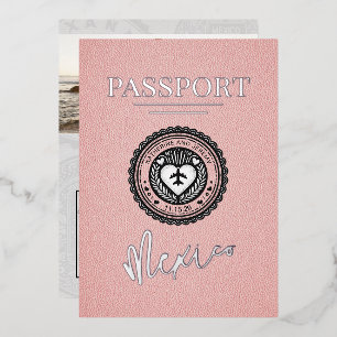 Roze Mexico Passport bruiloft Folie Uitnodiging