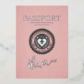 Roze Mexico Passport bruiloft Folie Uitnodiging (Voorkant)