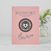Roze Mexico Passport bruiloft Folie Uitnodiging (Staand Voorkant)