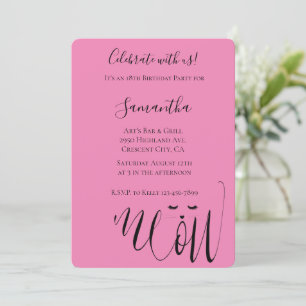 Roze Miauw Cat Verjaardag Kaart