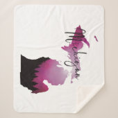 Roze Michigan State Kaart Pine Forest Camping Trip Sherpa Deken (Voorkant)