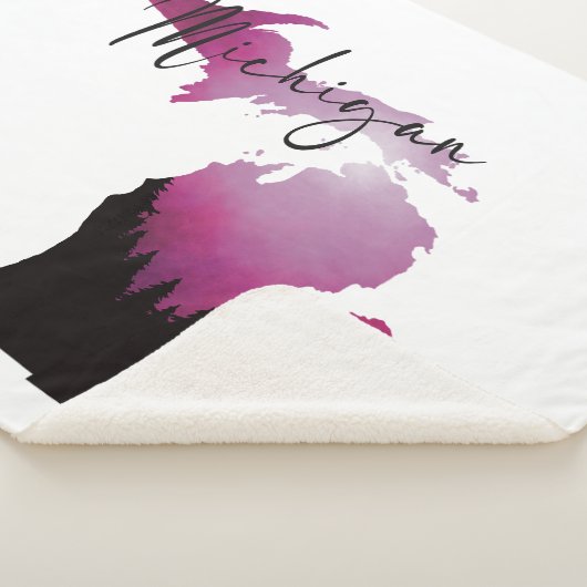 Roze Michigan State Kaart Pine Forest Camping Trip Sherpa Deken (3/4)