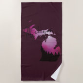 Roze Michigan State Kaart Pine Forest Camping Trip Strandlaken (Voorkant)