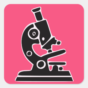 Roze microscoop vierkante sticker