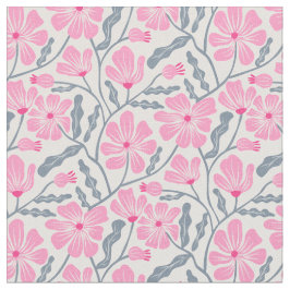 Roze Mid Century Modern Bloempatroon Stof