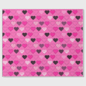 Roze Mid Century Modern Hearts Cadeaupapier (Vlak)