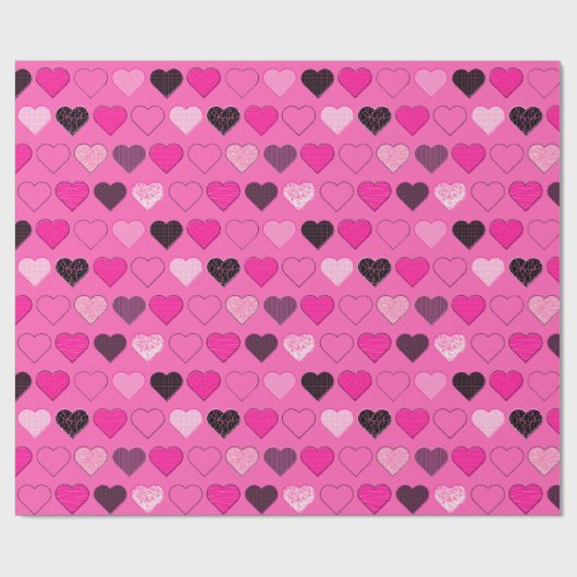 Roze Mid Century Modern Hearts Cadeaupapier (Vlak)