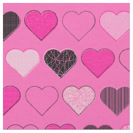 Roze Mid Century Modern Hearts Stof
