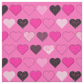Roze Mid Century Modern Hearts Stof (Swatch)