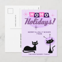 Roze Midcentury Modern Ho Ho Vakantiedagen Kerstmi