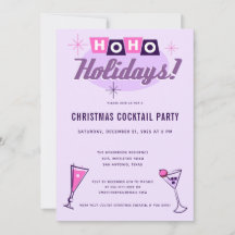 Roze Midcentury Modern Kerst Cocktaillunch