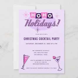Roze Midcentury Modern Kerst Cocktaillunch Kaart