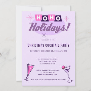 Roze Midcentury Modern Kerst Cocktaillunch Kaart