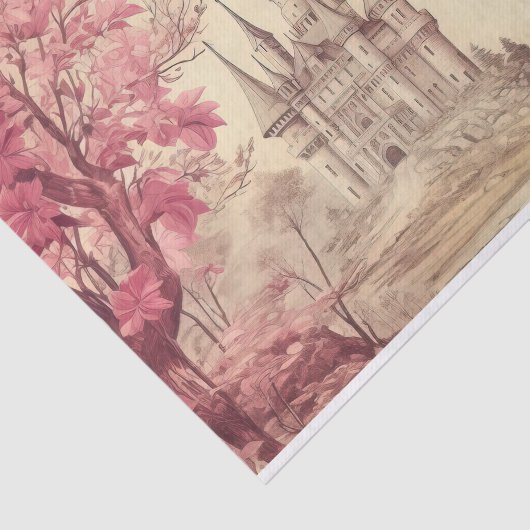  roze middeleeuwse burcht tissuepapier (Detail)