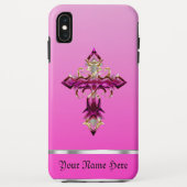 Roze middeleeuwse Cross iPhone XS Max Hoesje (Achterkant)