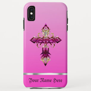 Roze middeleeuwse Cross iPhone XS Max Hoesje