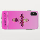 Roze middeleeuwse Cross iPhone XS Max Hoesje (Achterkant (horizontaal))