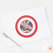 Roze middeleeuwse engel voor Jesse Tree Ronde Sticker (Envelop)