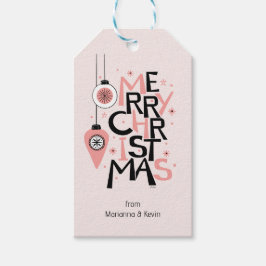 Roze Midden-Eeuw Modern Kerstmis Cadeaulabel