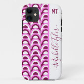 Roze midden eeuw psychedelische patroon monogramme Case-Mate iPhone case (Achterkant)