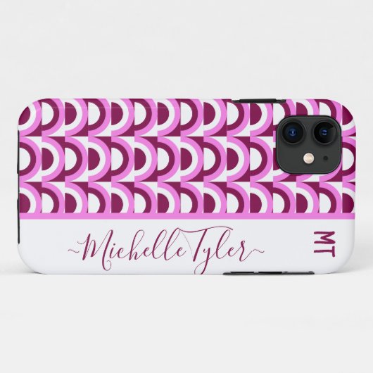 Roze midden eeuw psychedelische patroon monogramme Case-Mate iPhone case (Achterkant (horizontaal))