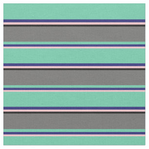 Roze, Midnight Blue, Aquamarine, Dim Grey & Black Stof