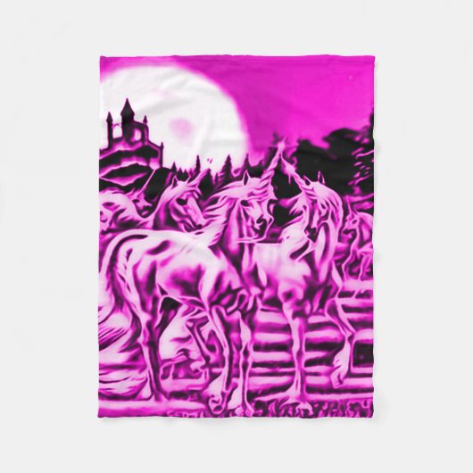 Roze midnight Unicorn Fleece Blanket (Voorkant)