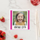 Roze mijlpaal Verjaardag Foto Keepsake Servet (Insitu)