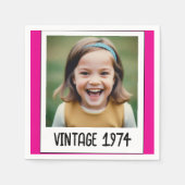 Roze mijlpaal Verjaardag Foto Keepsake Servet (Voorkant)