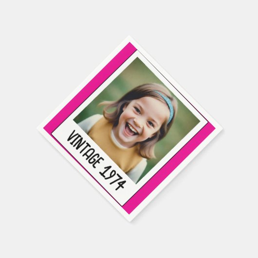 Roze  mijlpaal Verjaardag Foto Keepsake Servet (Hoek)