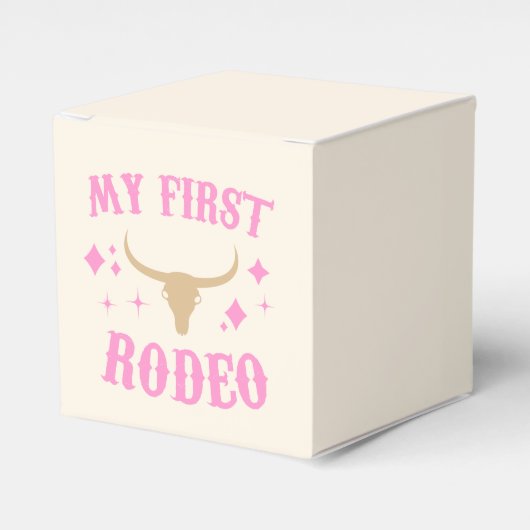 Roze mijn eerste Rodeo Cowgirl eerste verjaardag Bedankdoosjes (Voorkant Zijde)