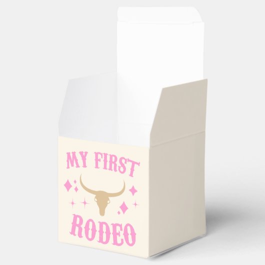 Roze mijn eerste Rodeo Cowgirl eerste verjaardag Bedankdoosjes (Geopend)