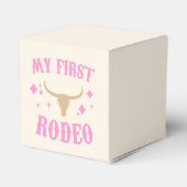Roze mijn eerste Rodeo Cowgirl eerste verjaardag Bedankdoosjes (Achterkant)