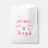 Roze mijn eerste Rodeo Cowgirl eerste verjaardag Bedankzakje (Voorkant)