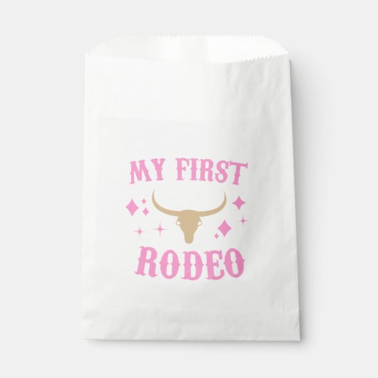 Roze mijn eerste Rodeo Cowgirl eerste verjaardag Bedankzakje (Voorkant)