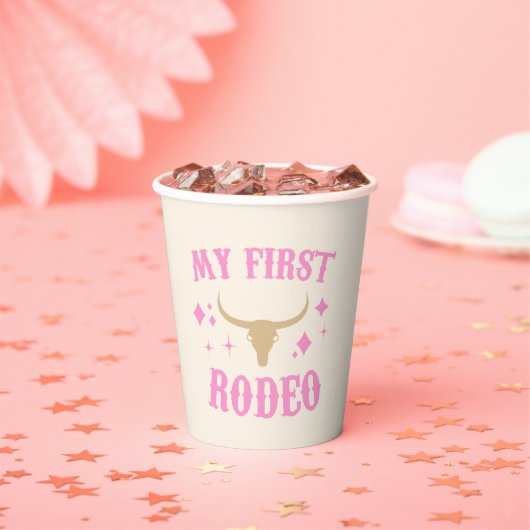Roze mijn eerste Rodeo Cowgirl eerste verjaardag Papieren Bekers (Insitu)