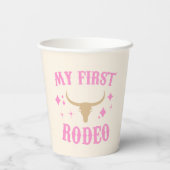Roze mijn eerste Rodeo Cowgirl eerste verjaardag Papieren Bekers (Achterkant)