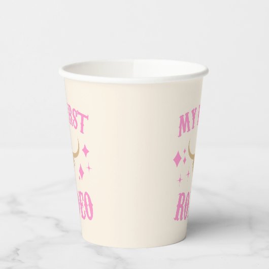 Roze mijn eerste Rodeo Cowgirl eerste verjaardag Papieren Bekers (Links)