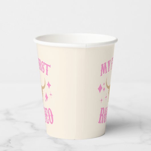 Roze mijn eerste Rodeo Cowgirl eerste verjaardag Papieren Bekers (Rechts)