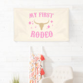 Roze mijn eerste Rodeo Cowgirl eerste verjaardag Spandoek (Insitu)