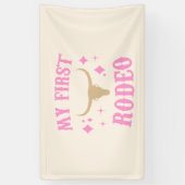 Roze mijn eerste Rodeo Cowgirl eerste verjaardag Spandoek (Verticaal)